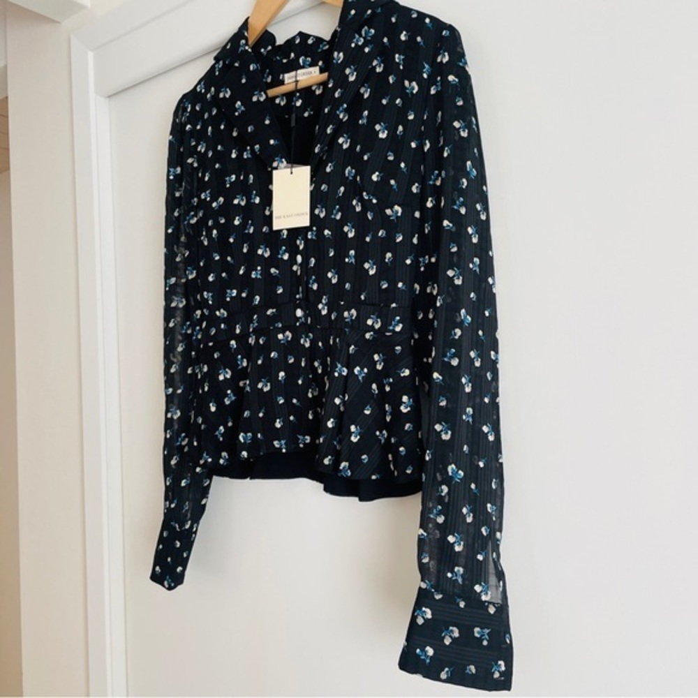 NWT EAST ORDER Sea Flower Ami Blouse w/ Long Sleeves - Picture 8 of 9